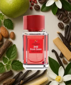 Lorinna Drunk Queen 242, un parfum de damă intens și elegant, cu note de pară, cafea, vanilie și paciuli. Inspirat din Black Opium